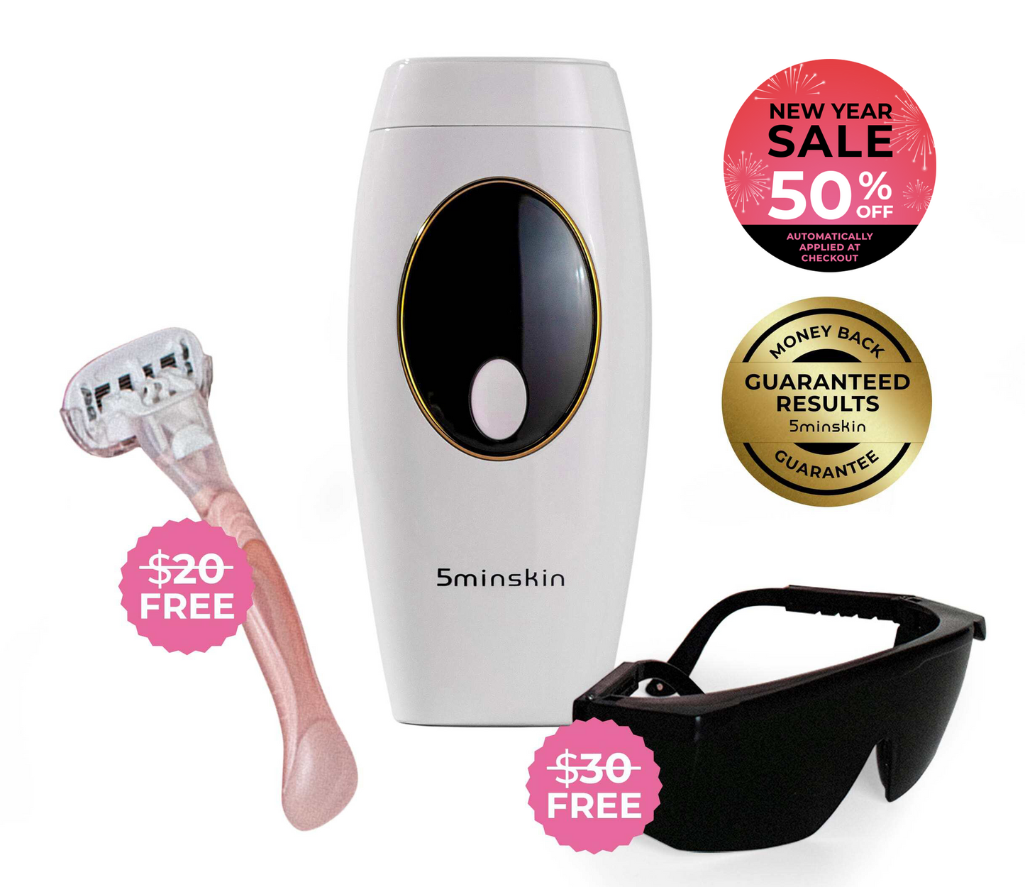 5MINSKIN AT-HOME LASER HAIR REMOVAL HANDSET - 50% OFF NEW YEAR  SALE
