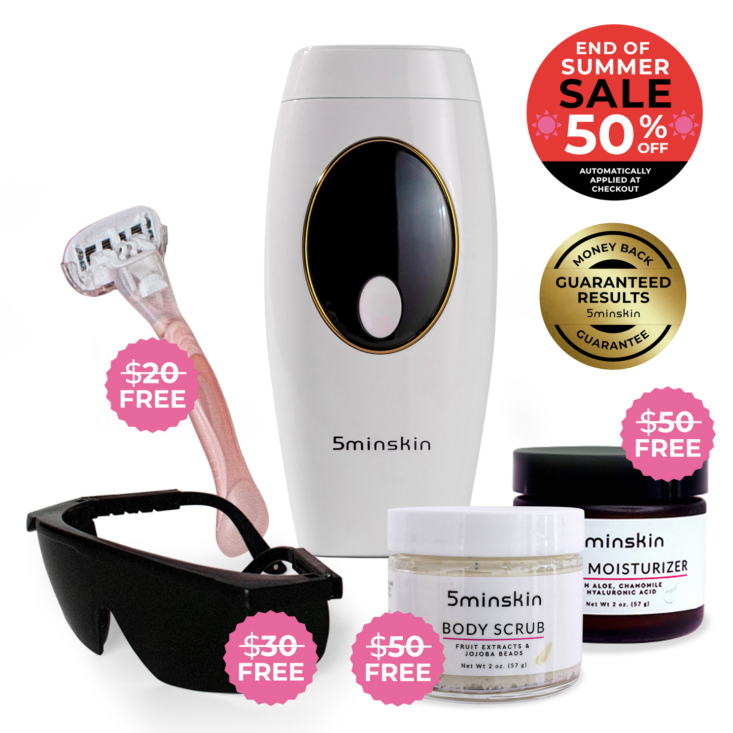 5MINSKIN AT-HOME LASER HAIR REMOVAL HANDSET - 50% OFF END OF SEASON  SALE